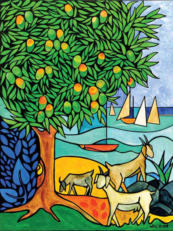 Trois cabris sous un manguier